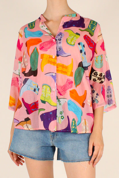 Camicia Over Stampa Stivali