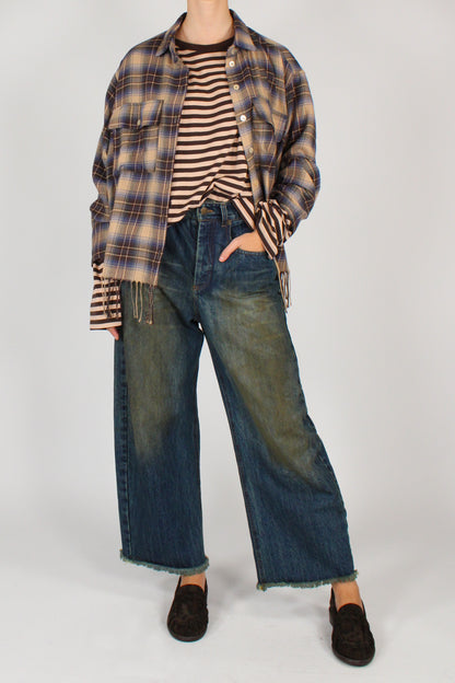 Camicia Stampa Tartan con Frange