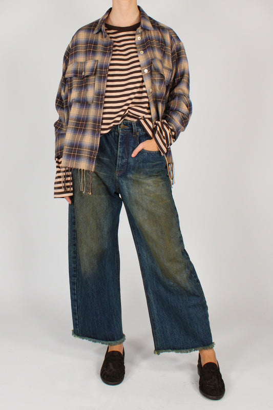 Camicia Stampa Tartan con Frange