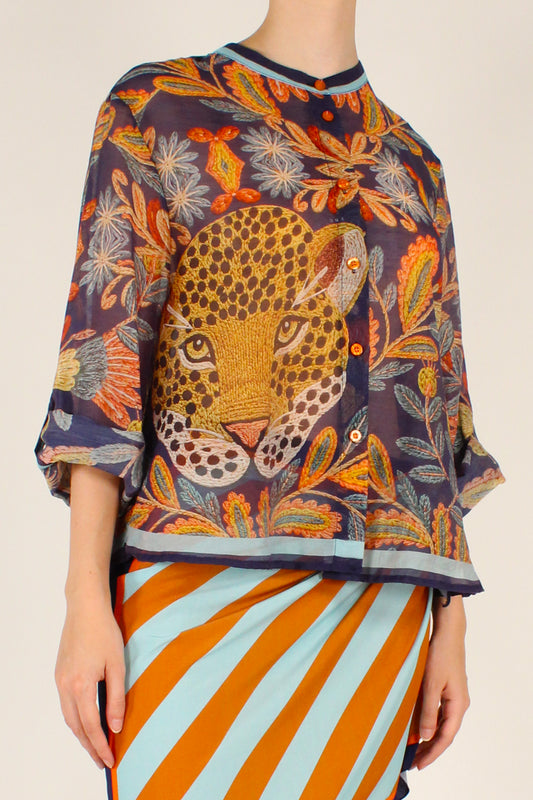 Camicia Stampa Tigre Effetto Maglia