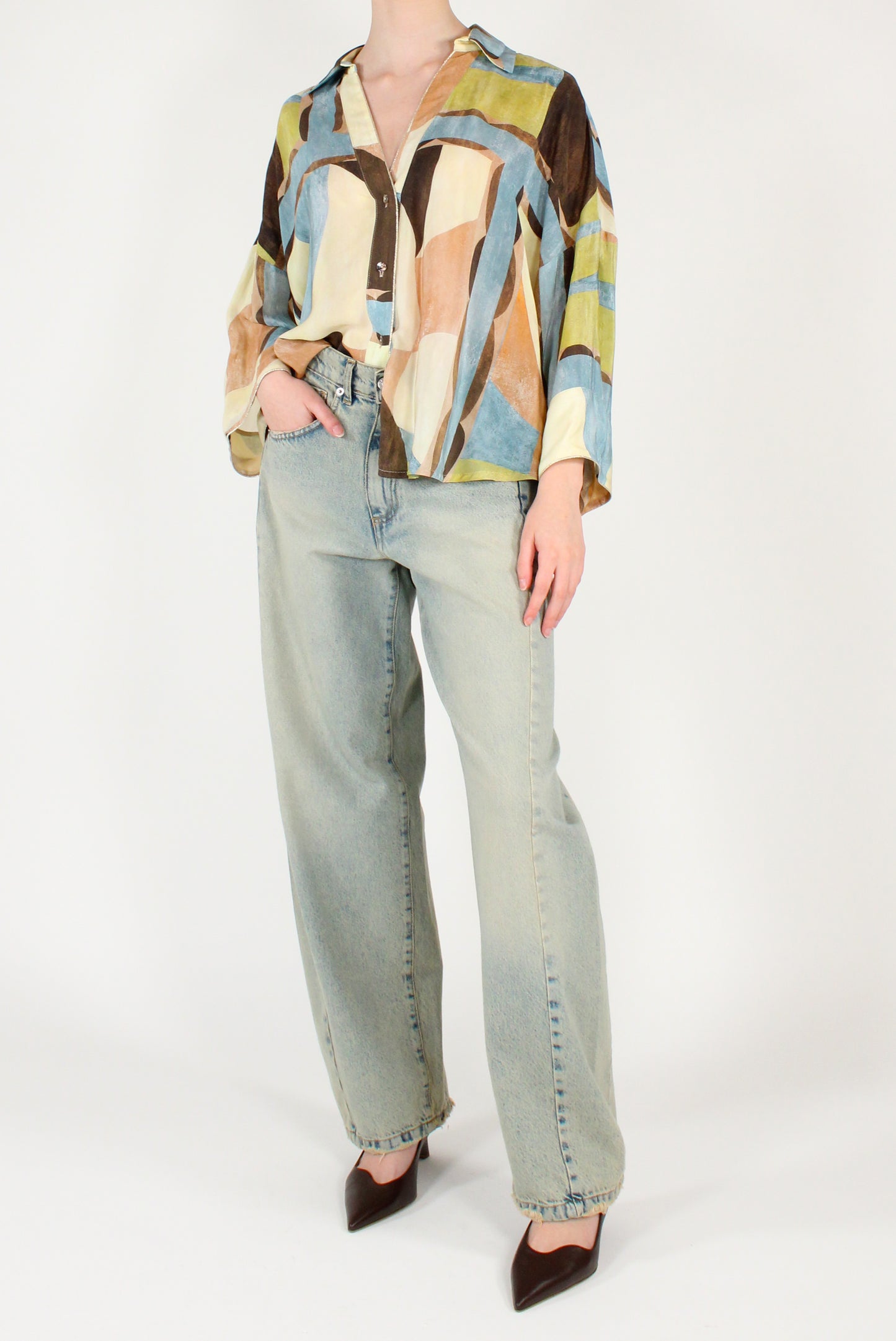 Camicia Fantasia Astratta in Viscosa