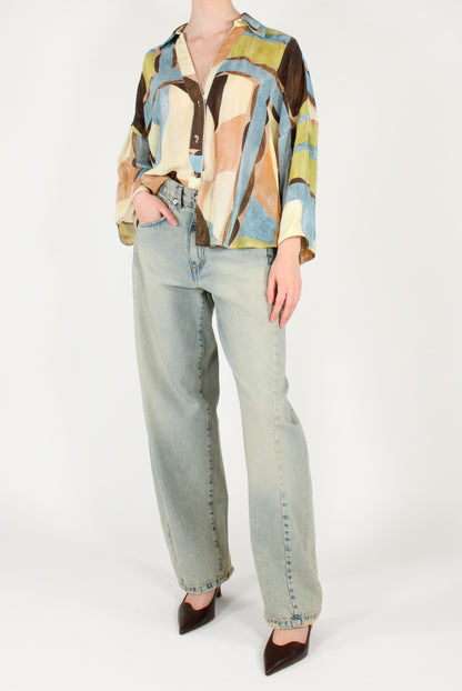 Camicia Fantasia Astratta in Viscosa