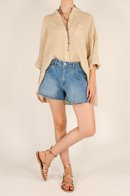Camicia Coreana Over in Lino