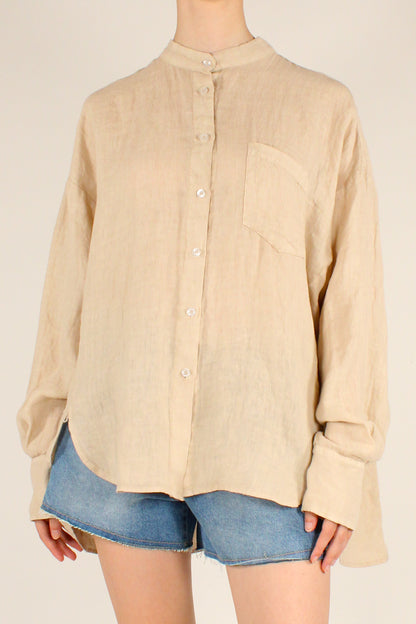 Camicia Coreana Over in Lino