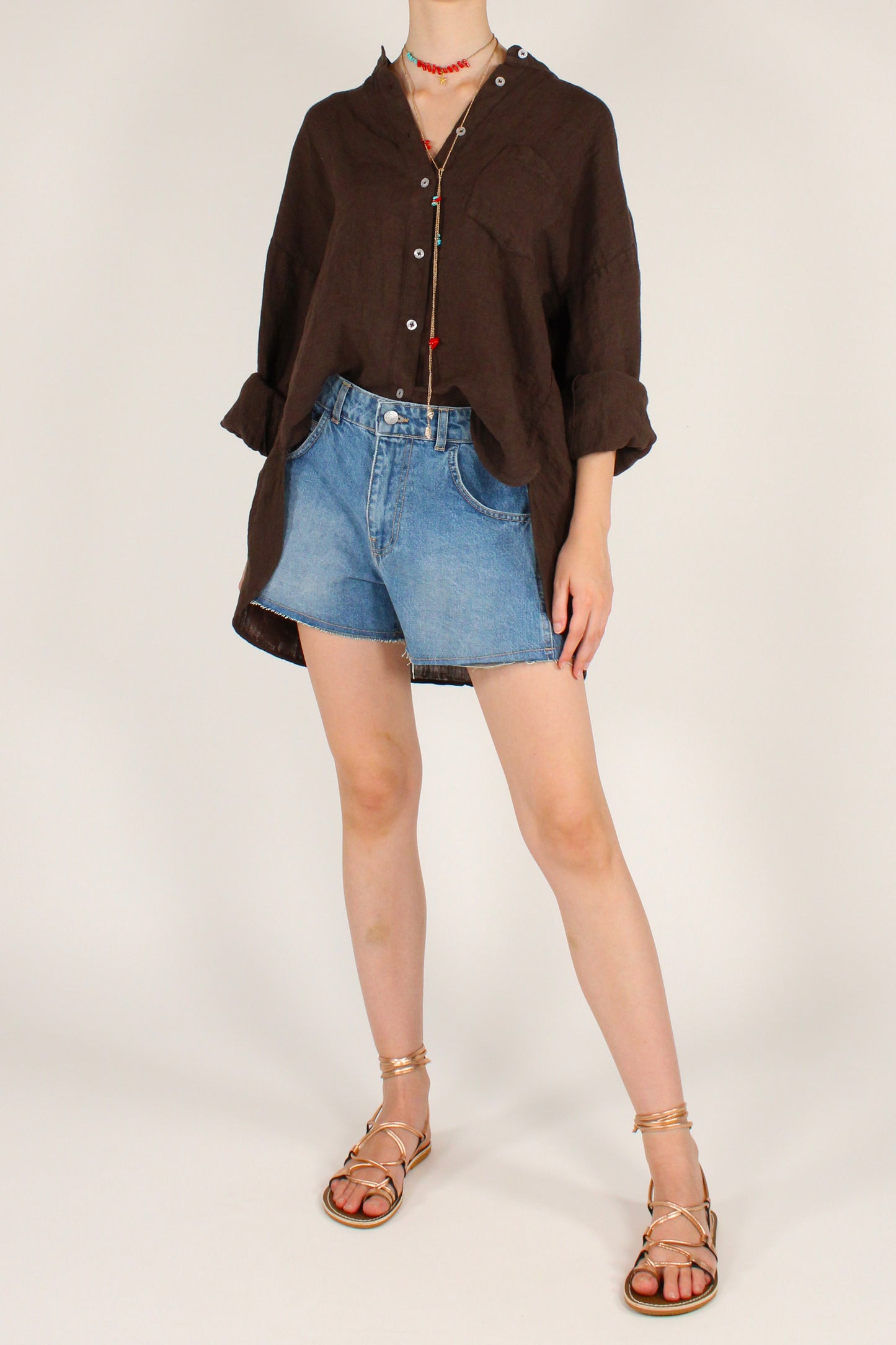 Camicia Coreana Over in Lino