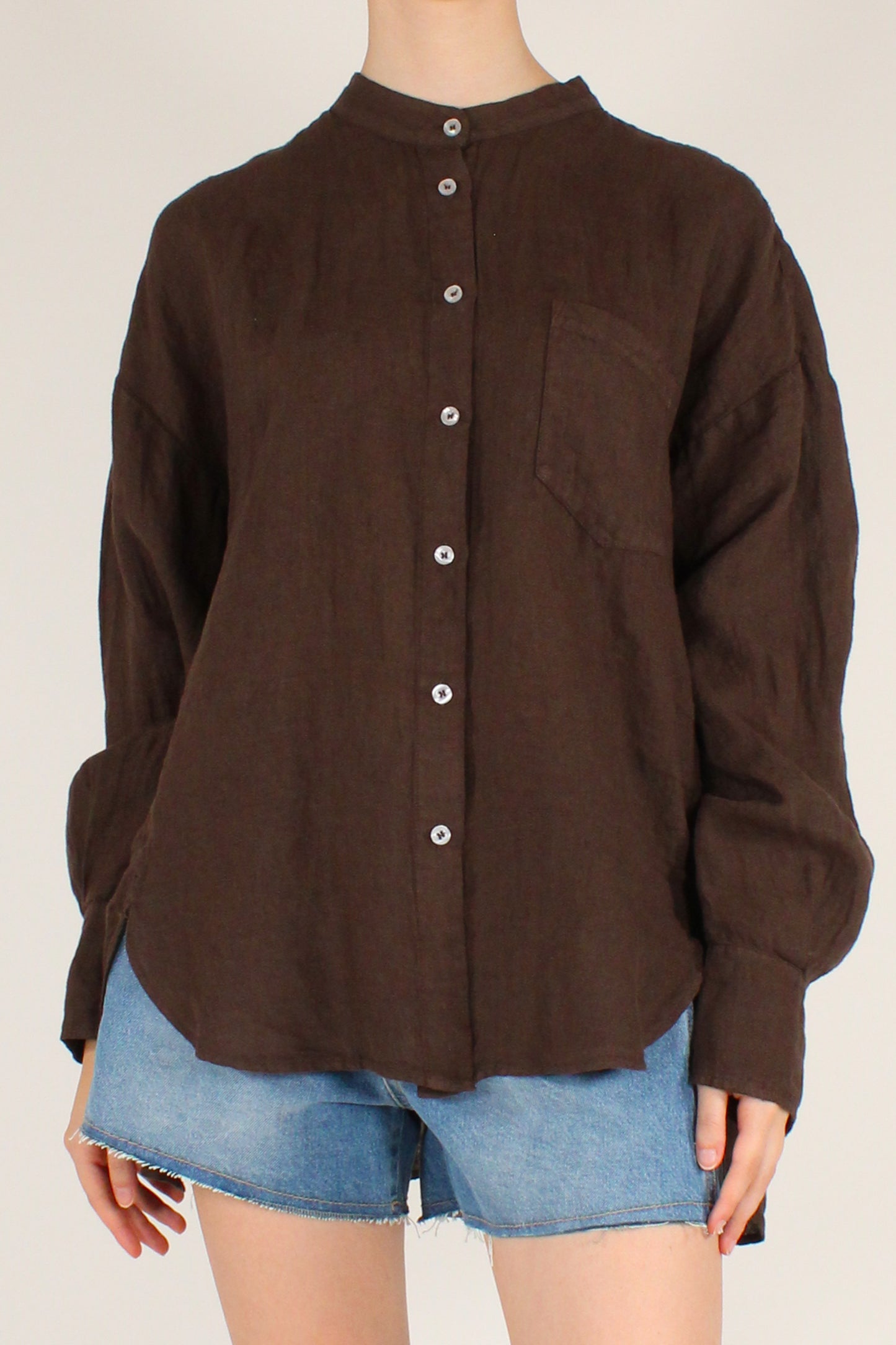 Camicia Coreana Over in Lino
