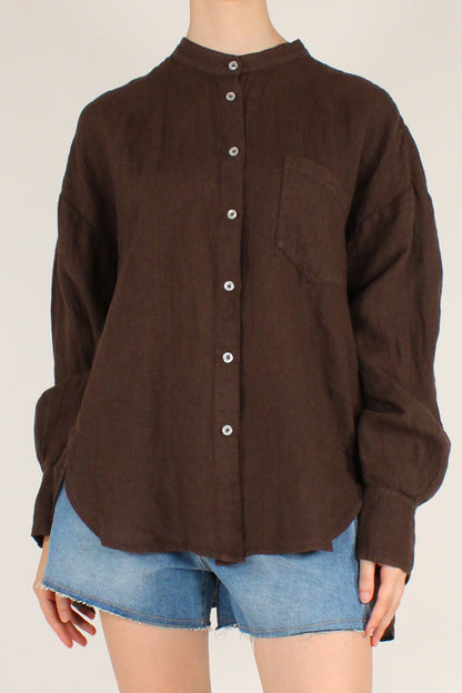 Camicia Coreana Over in Lino