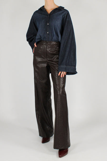 Pantaloni in Ecopelle Stampa Intrecciata