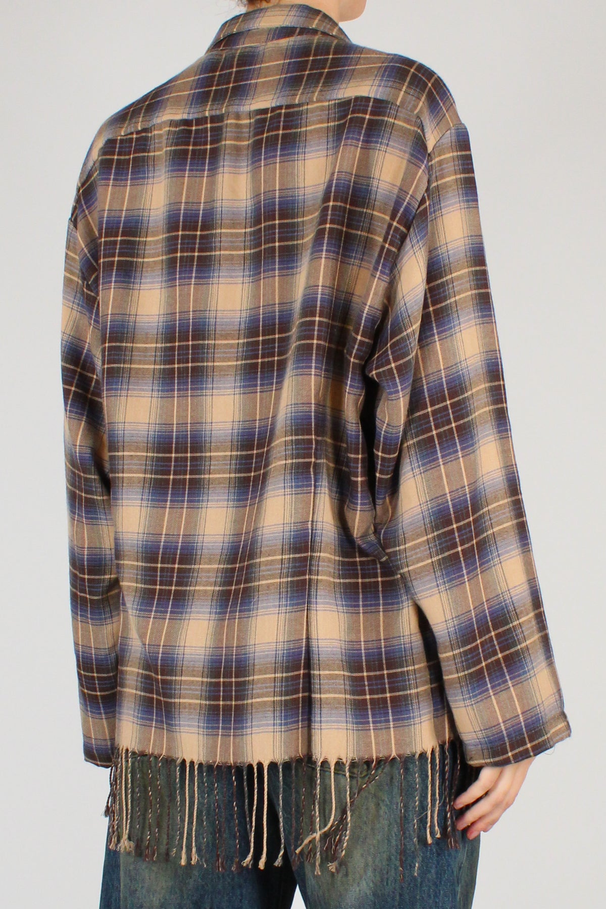 Camicia Stampa Tartan con Frange