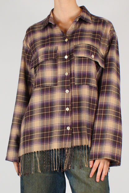 Camicia Stampa Tartan con Frange