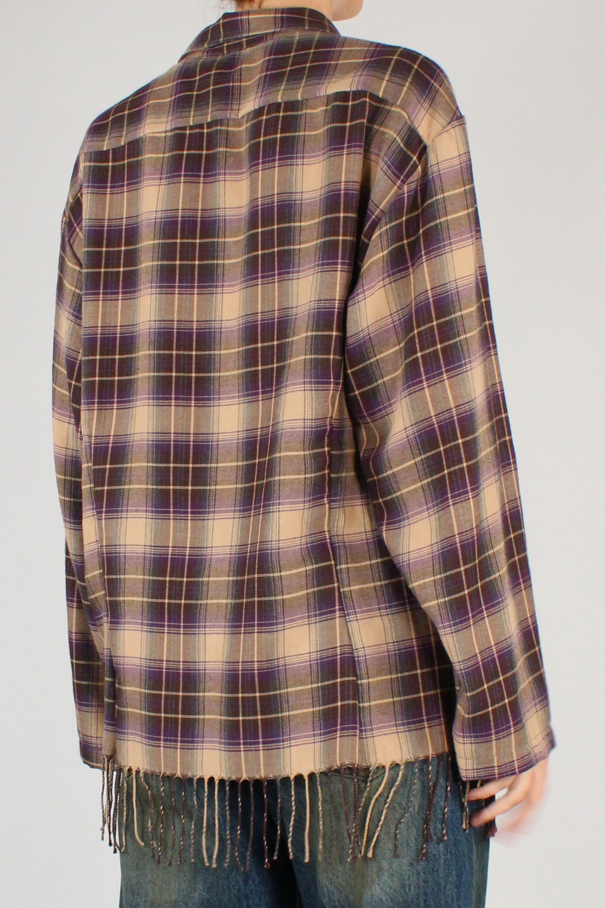 Camicia Stampa Tartan con Frange