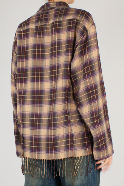 Camicia Stampa Tartan con Frange