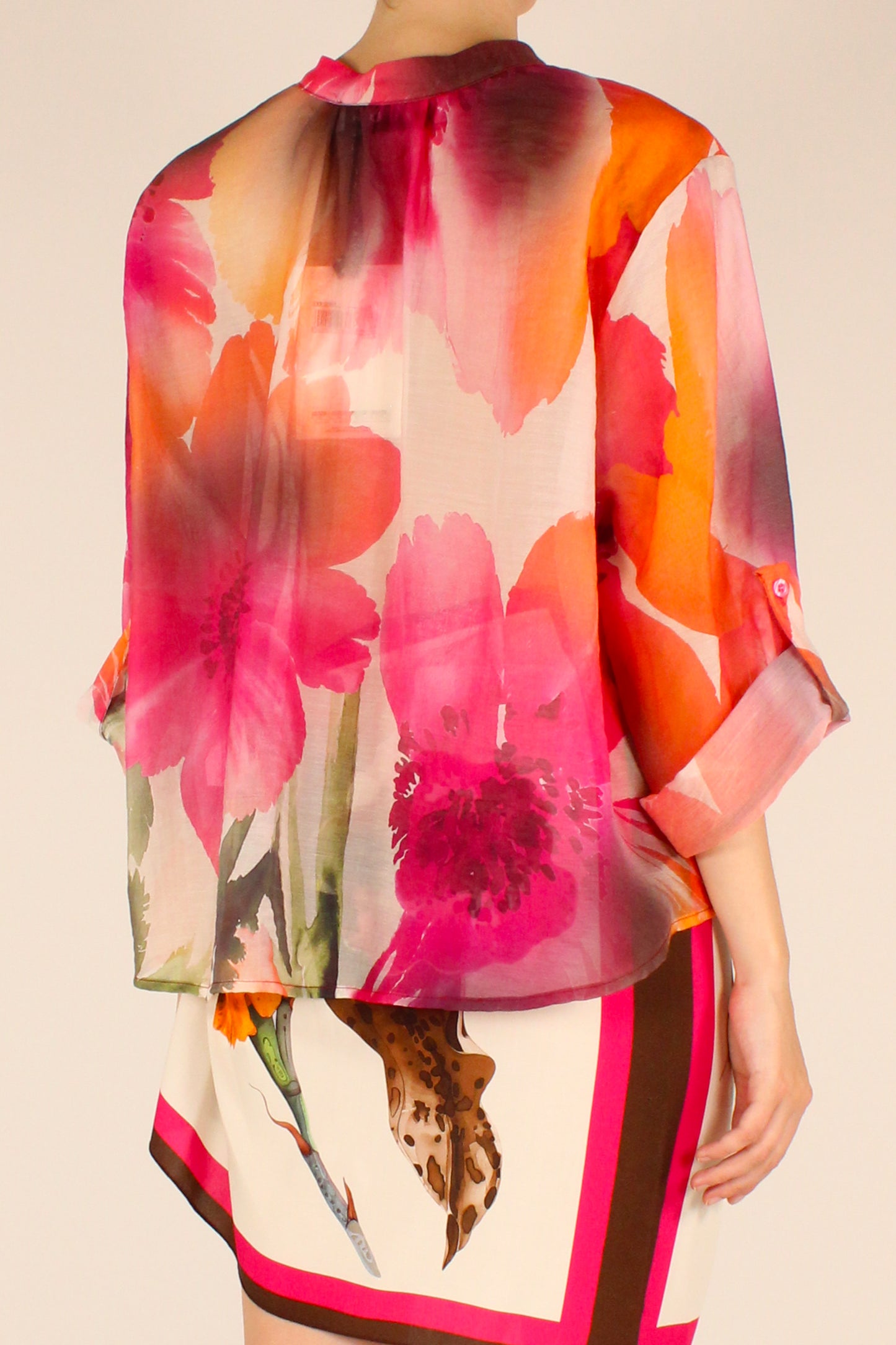 Camicia Stampa Floreale Fucsia