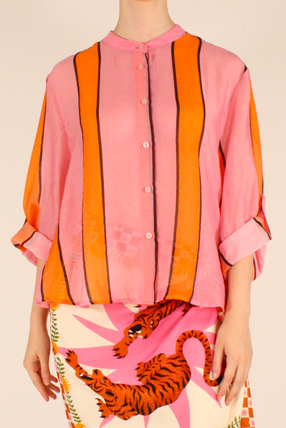 Camicia a Righe Ampie in Mussola
