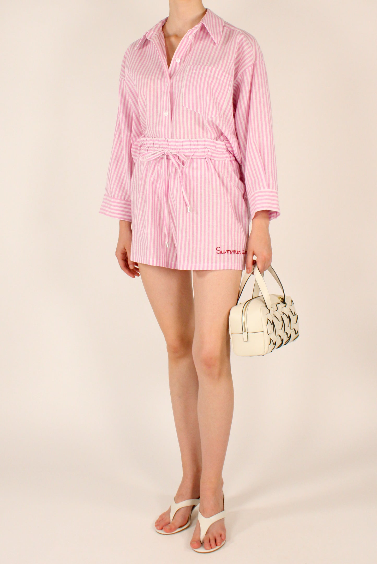Shorts a Righe Ricamo "Summer Time"