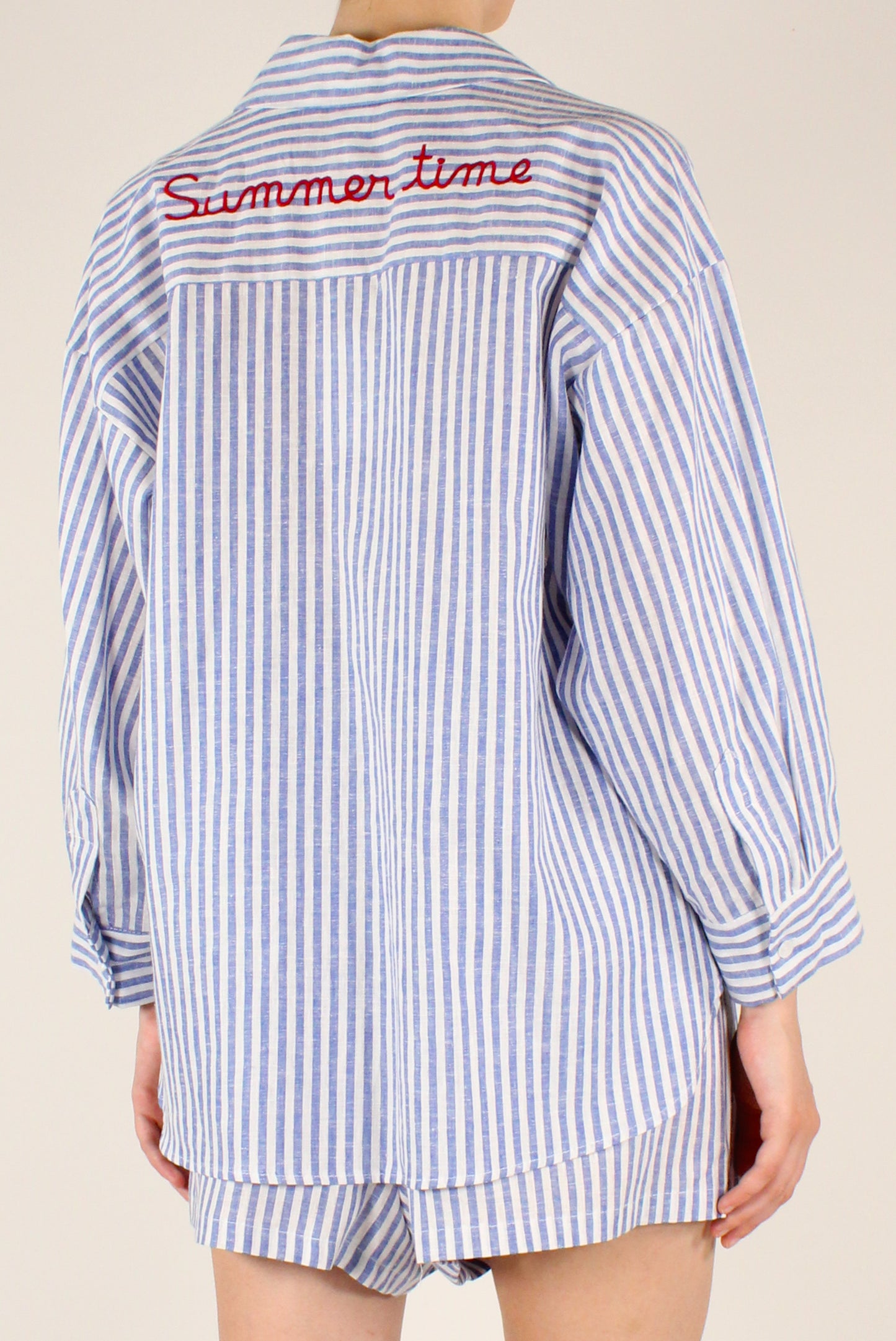 Camicia a Righe Ricamo "Summer Time"