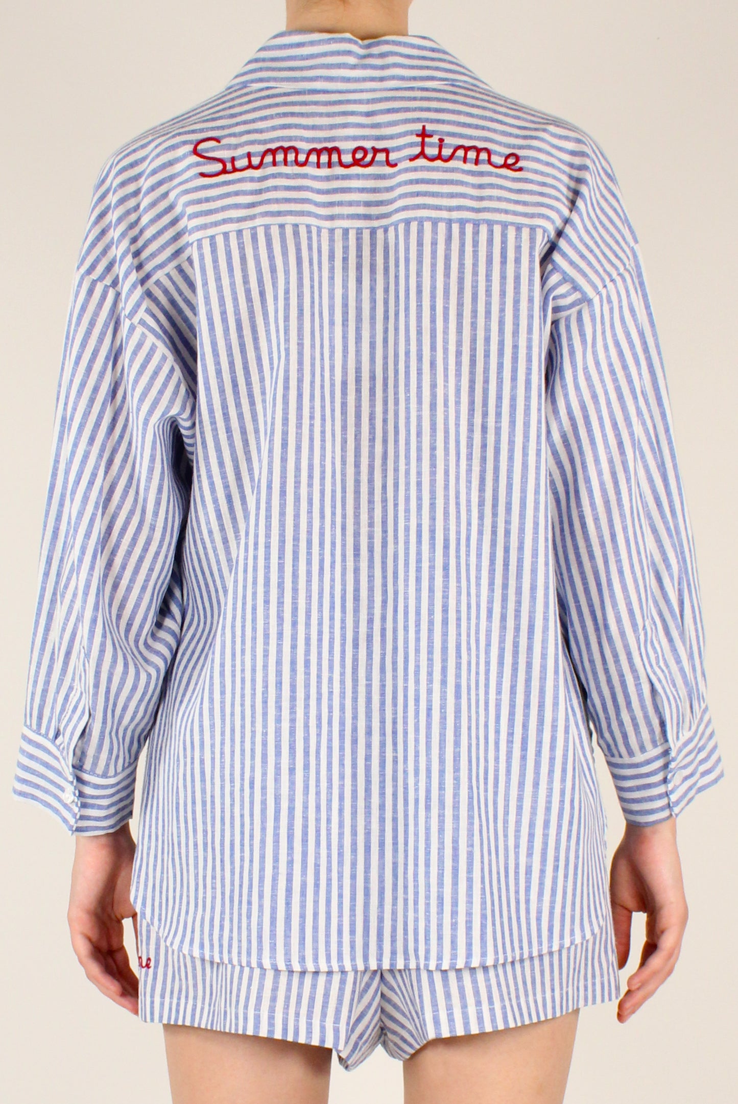 Camicia a Righe Ricamo "Summer Time"