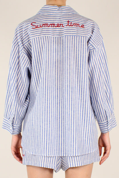 Camicia a Righe Ricamo "Summer Time"