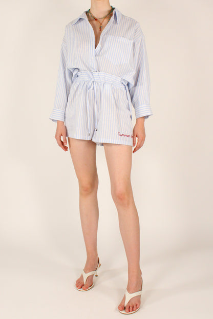Shorts a Righe Ricamo "Summer Time"