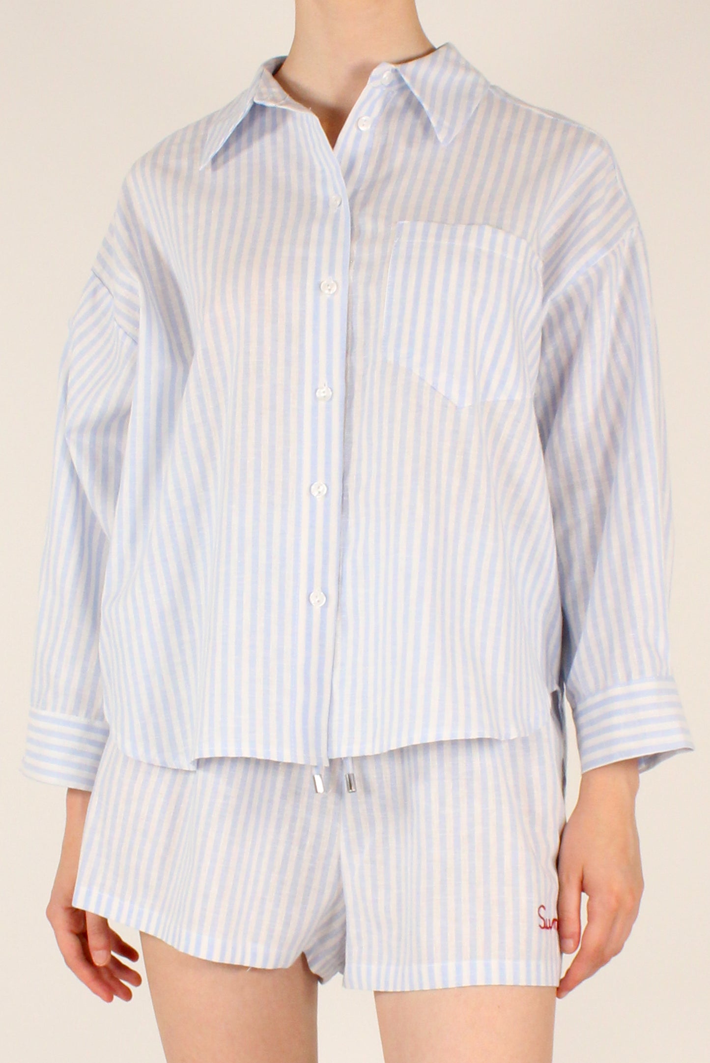 Camicia a Righe Ricamo "Summer Time"