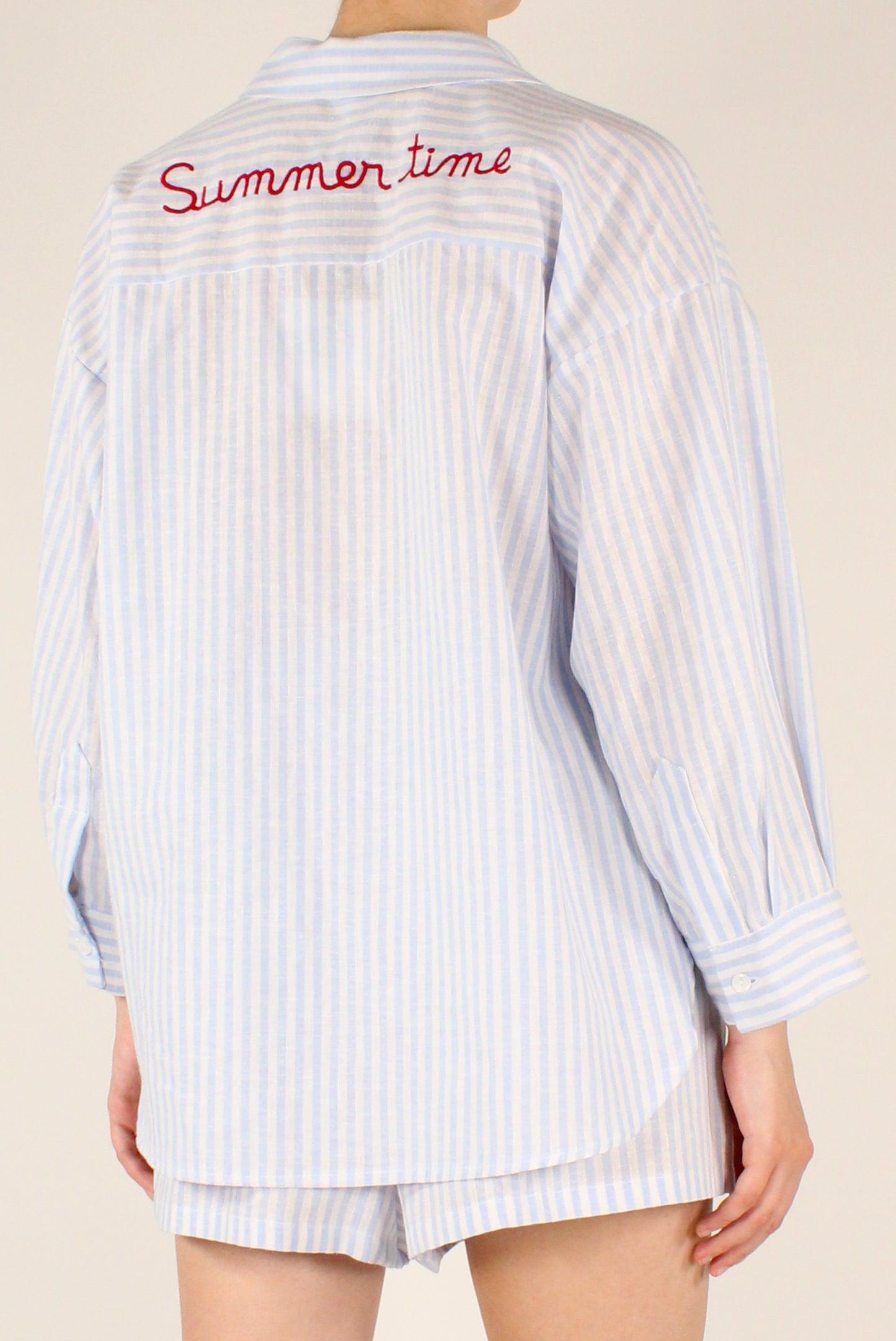 Camicia a Righe Ricamo "Summer Time"