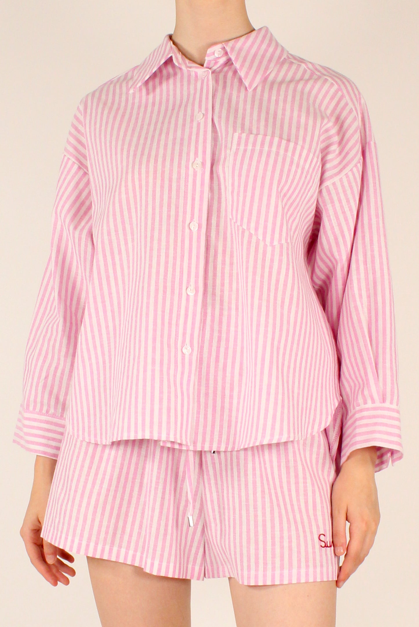 Camicia a Righe Ricamo "Summer Time"