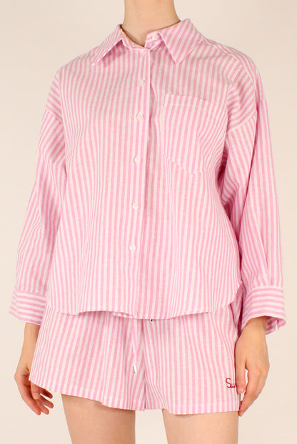 Camicia a Righe Ricamo "Summer Time"