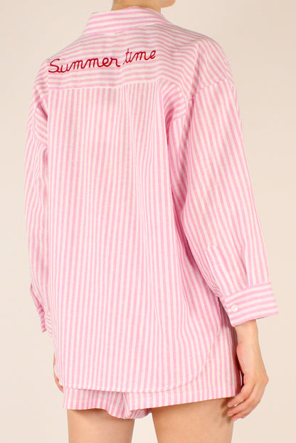 Camicia a Righe Ricamo "Summer Time"