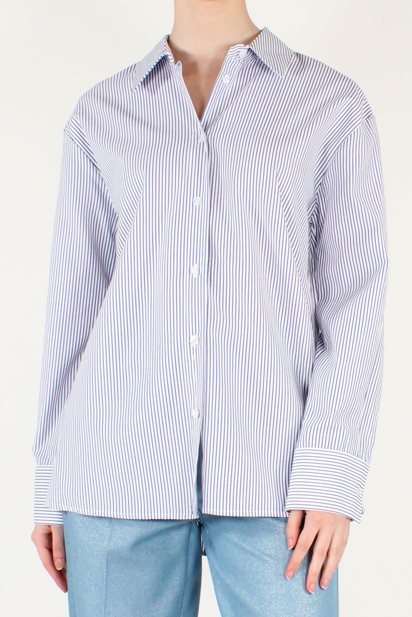 Camicia a Righe Bianche e Blu