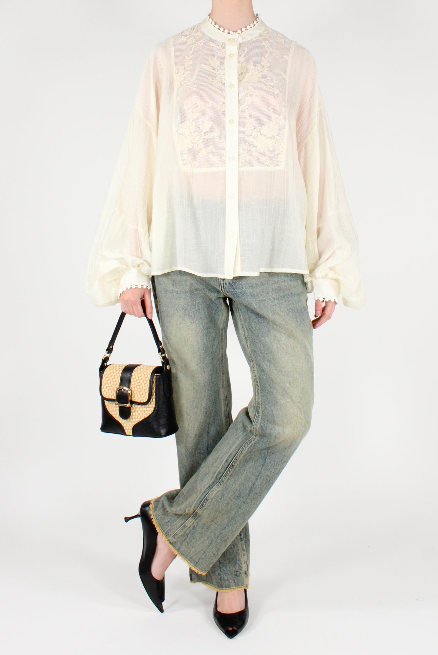 Lyocell Blend Shirt with Lace