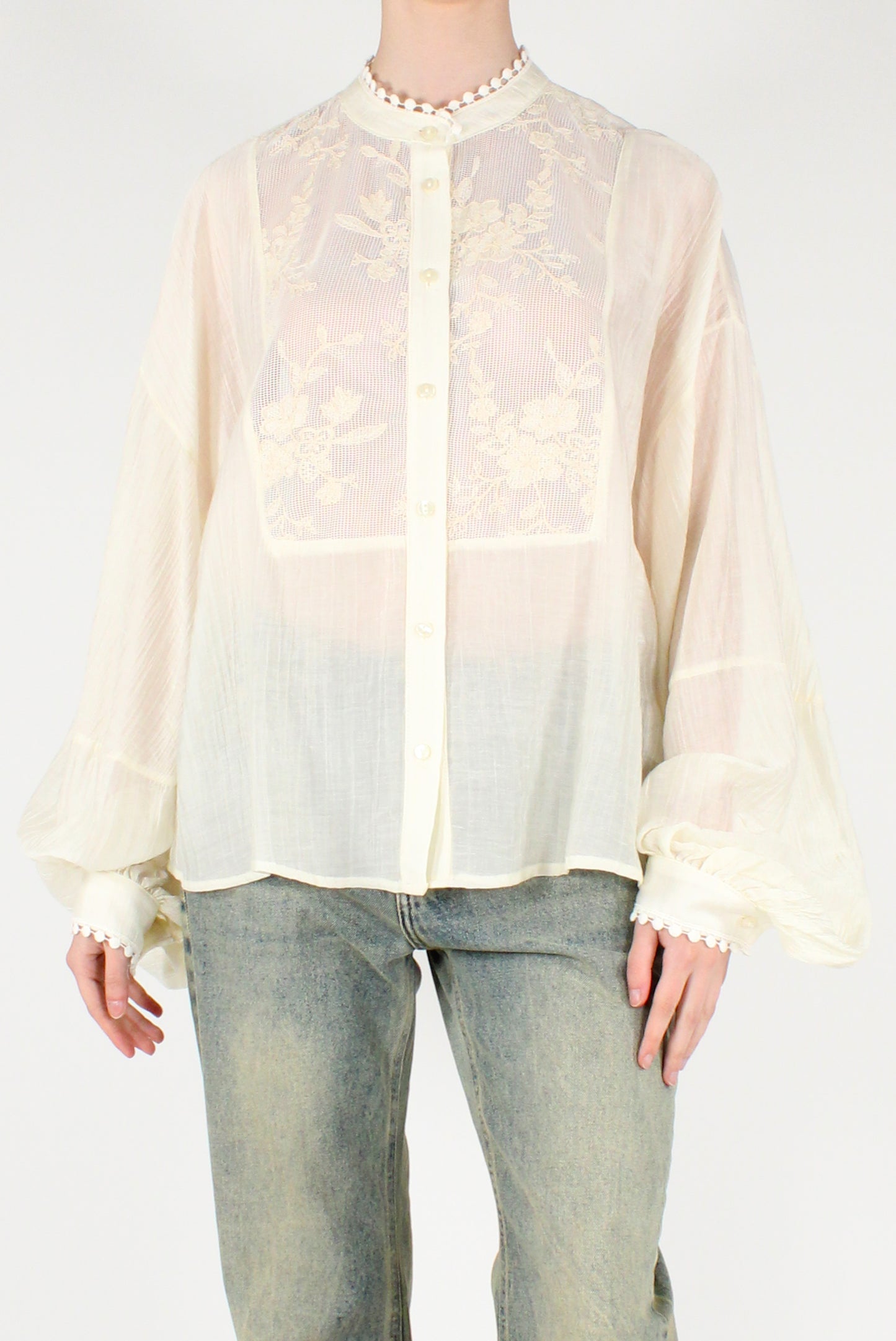 Lyocell Blend Shirt with Lace