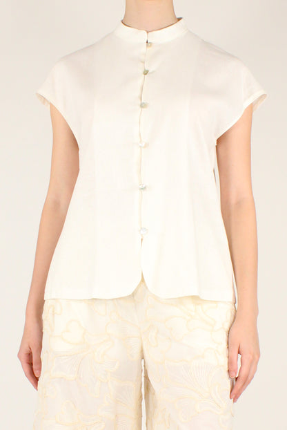 Korean Collar Shirt in Linen and Viscose Blend