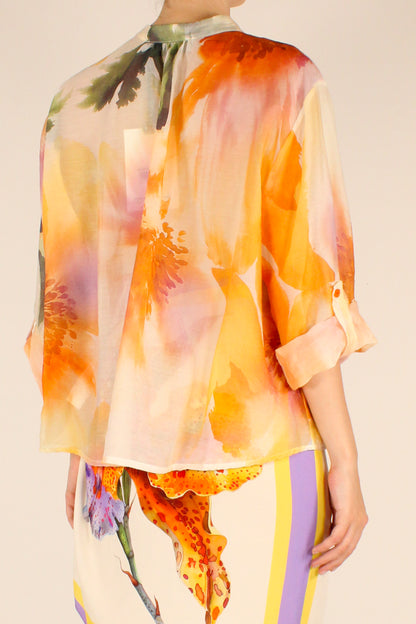 Camicia Stampa Floreale Arancio