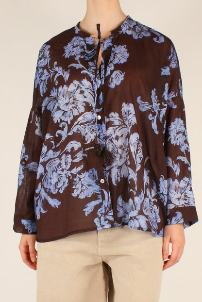 Camicia Stampa Floreale Celeste