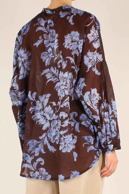 Camicia Stampa Floreale Celeste