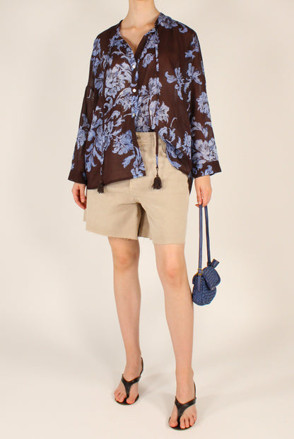 Camicia Stampa Floreale Celeste