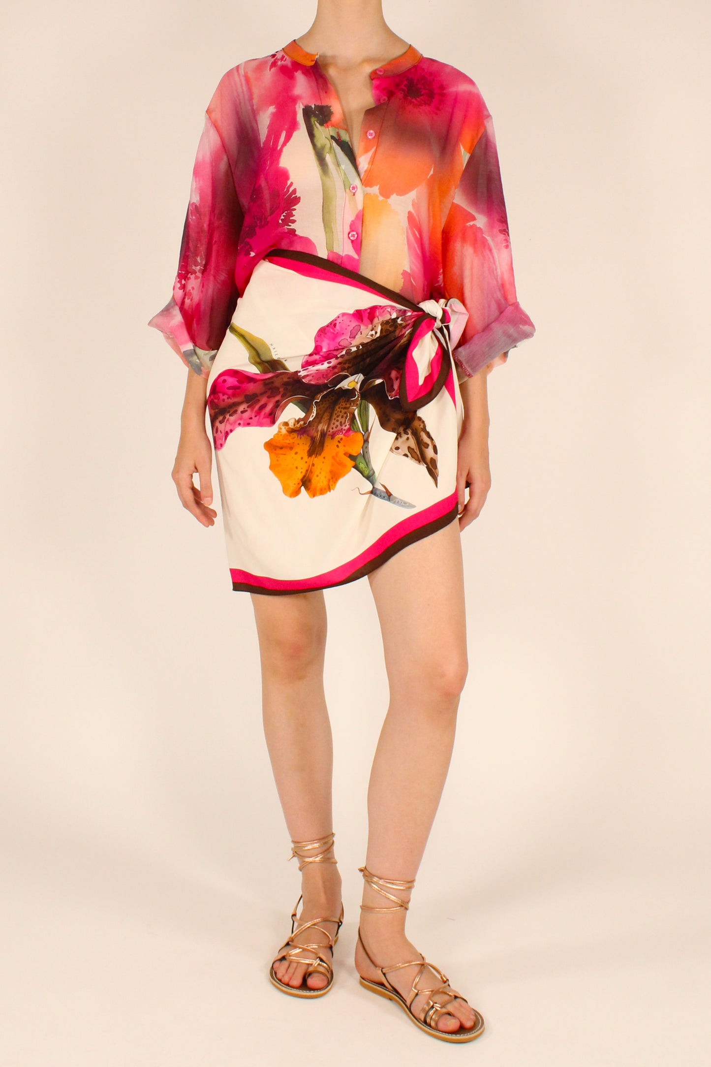 Camicia Stampa Floreale Fucsia