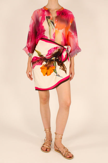 Camicia Stampa Floreale Fucsia