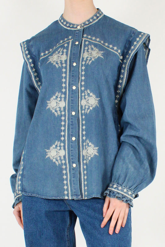 Camicia in Denim Ricamata