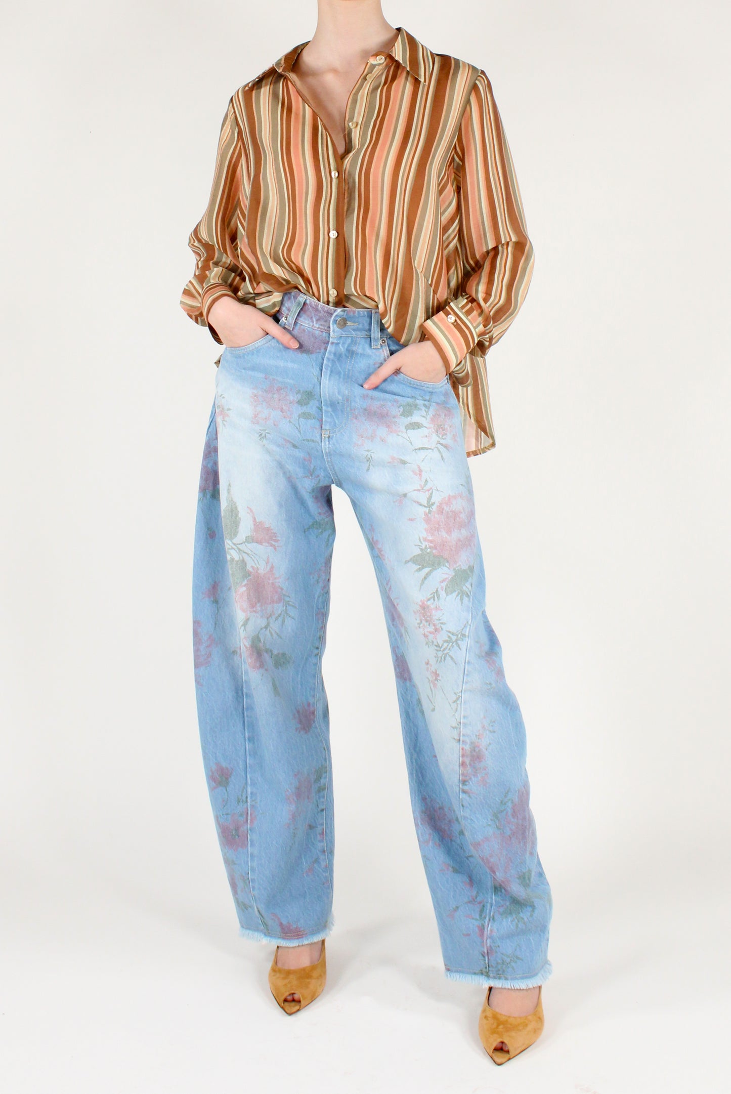 Floral Print Balloon Jeans
