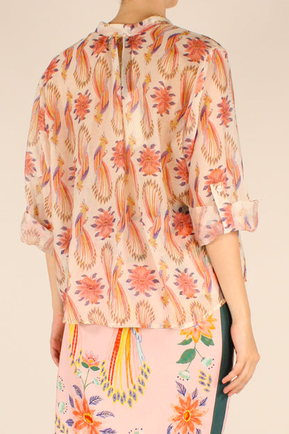 Camicia Stampa Pappagalli Gialli