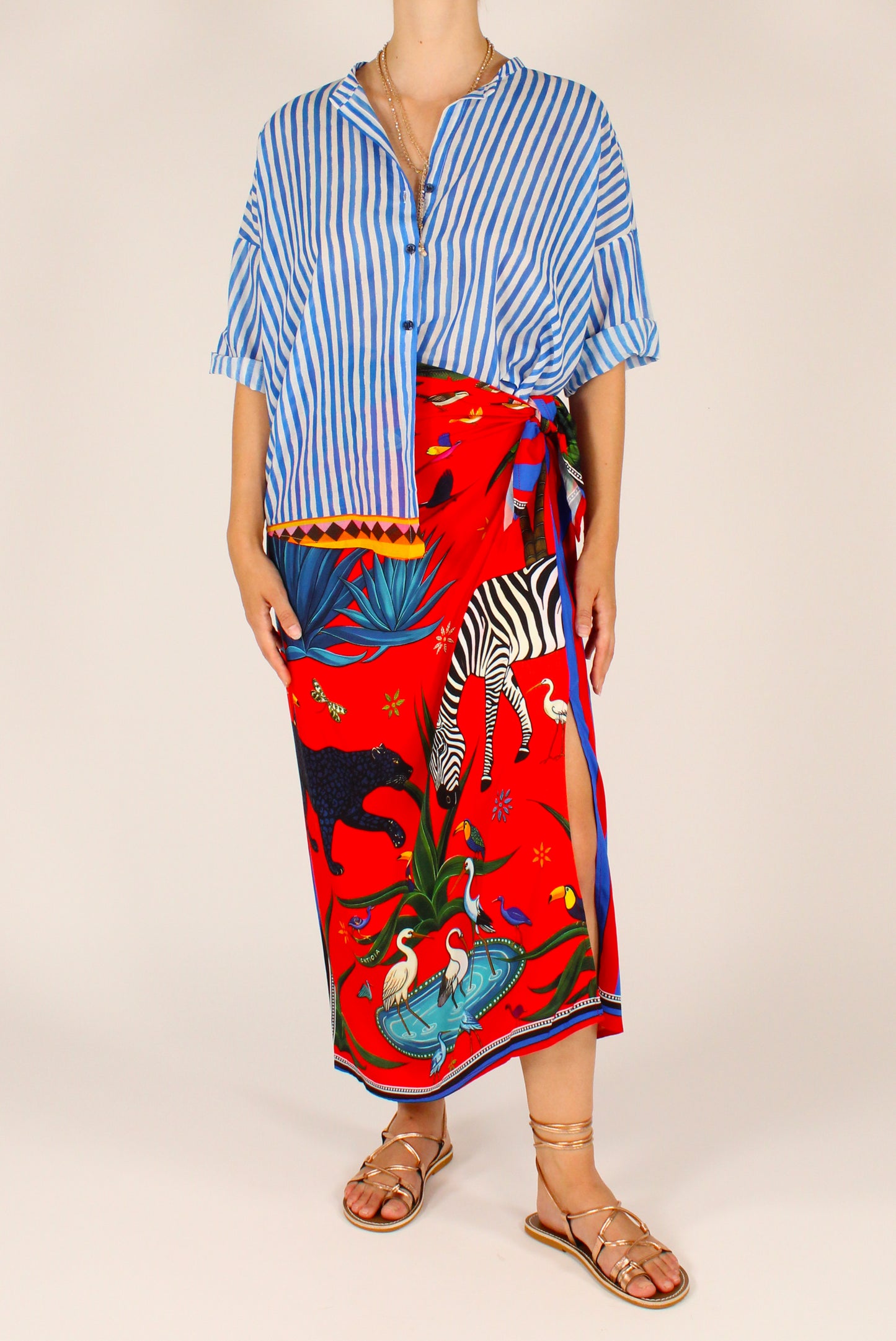 Camicia Over a Righe Bianco e Blu