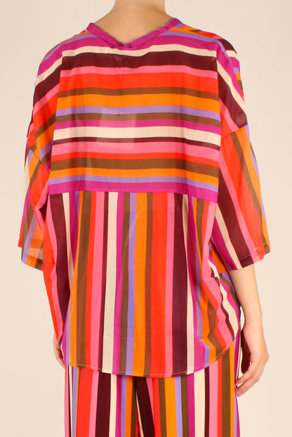 Camicia Over Righe Multicolor