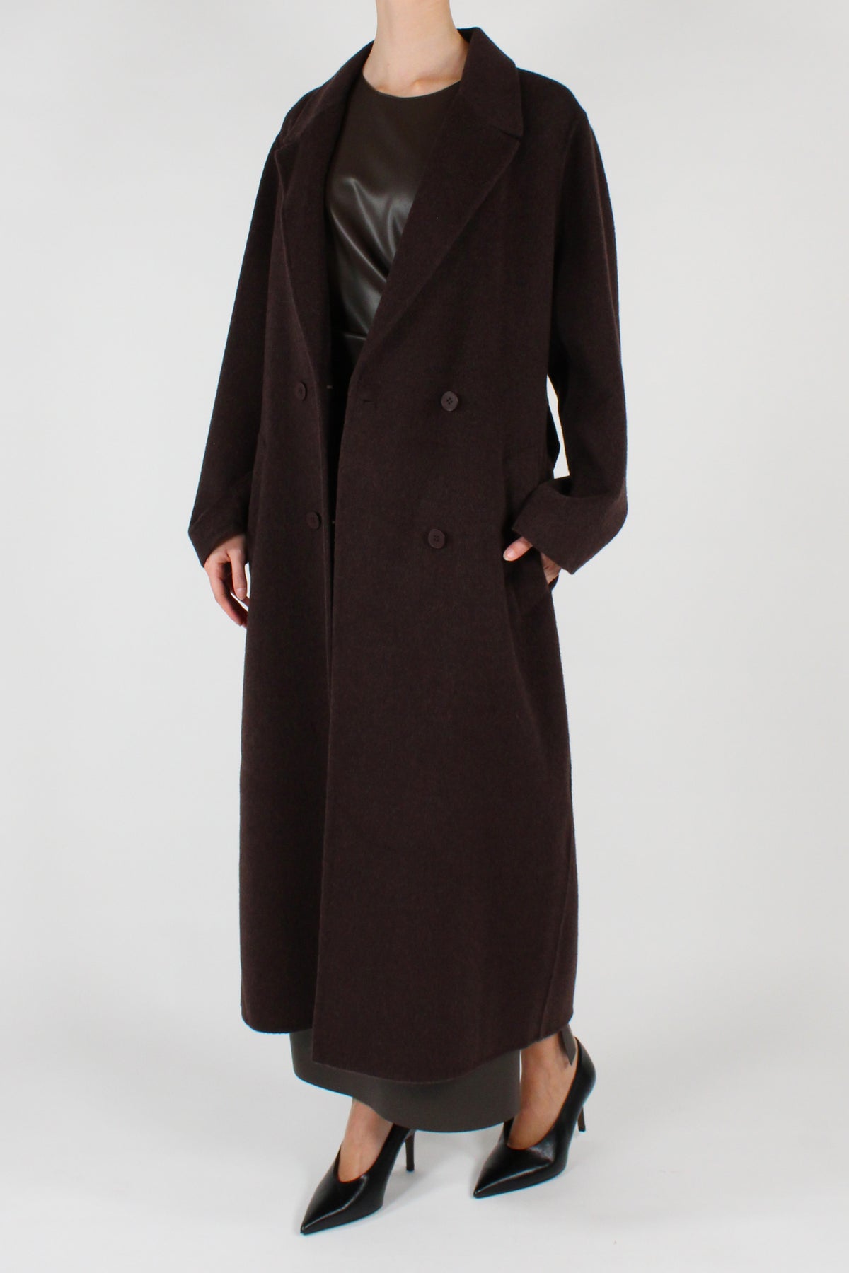 Cappotto Lungo Doppiopetto Misto Lana