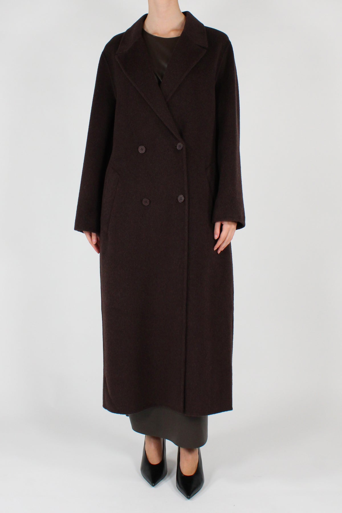 Cappotto Lungo Doppiopetto Misto Lana