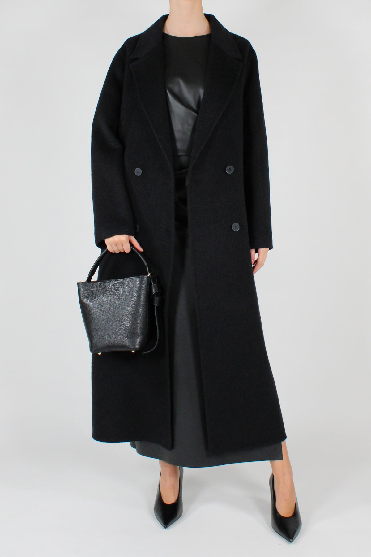Cappotto Lungo Doppiopetto Misto Lana