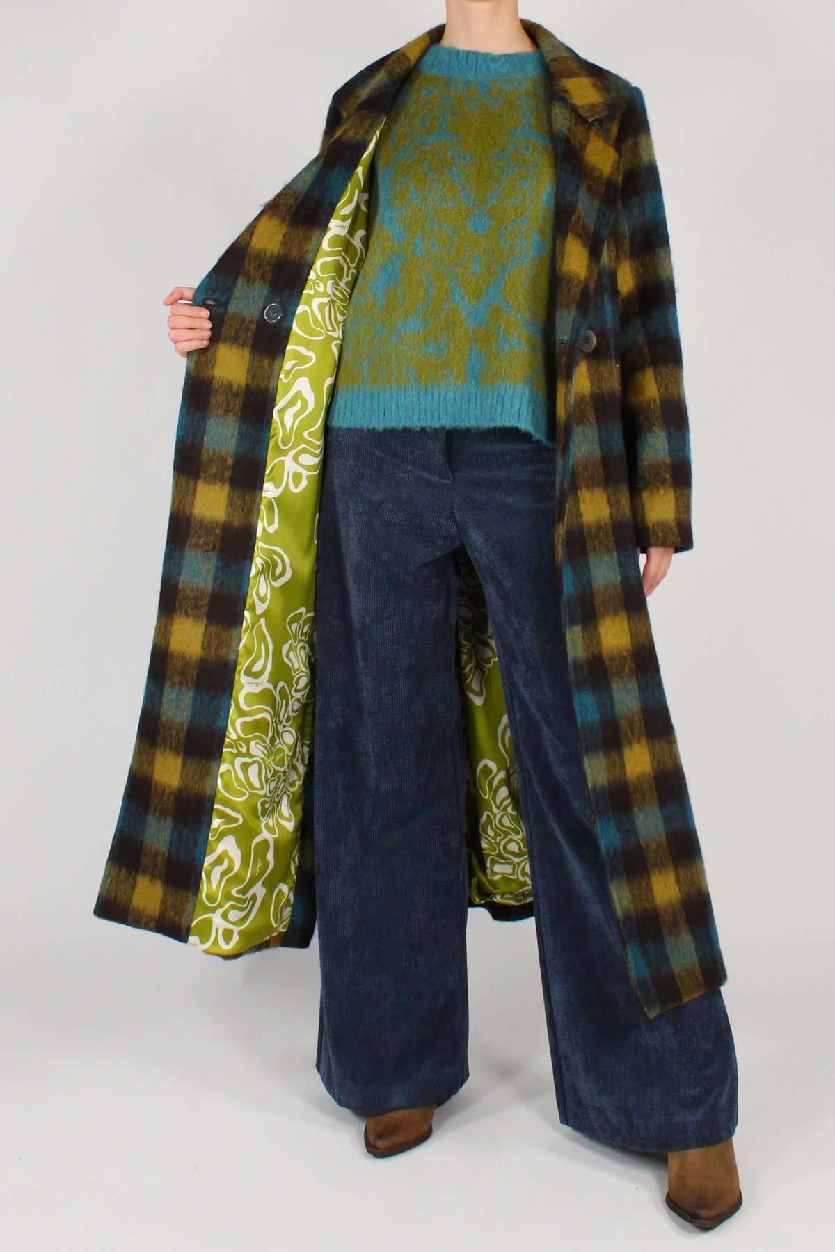 Cappotto Lungo Stampa Tartan