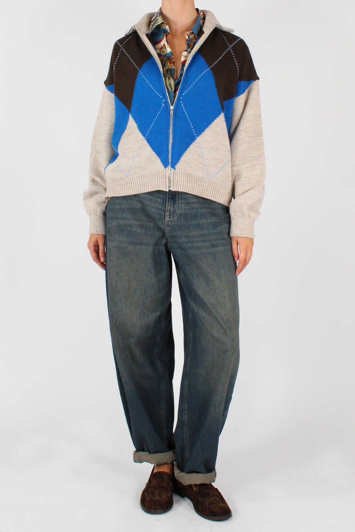 Cardigan a Rombi con Zip