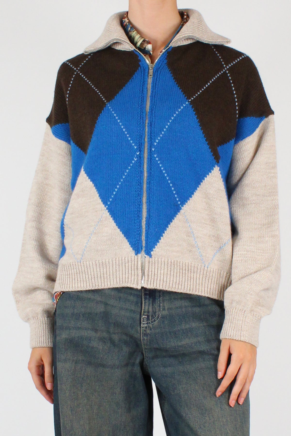 Cardigan a Rombi con Zip
