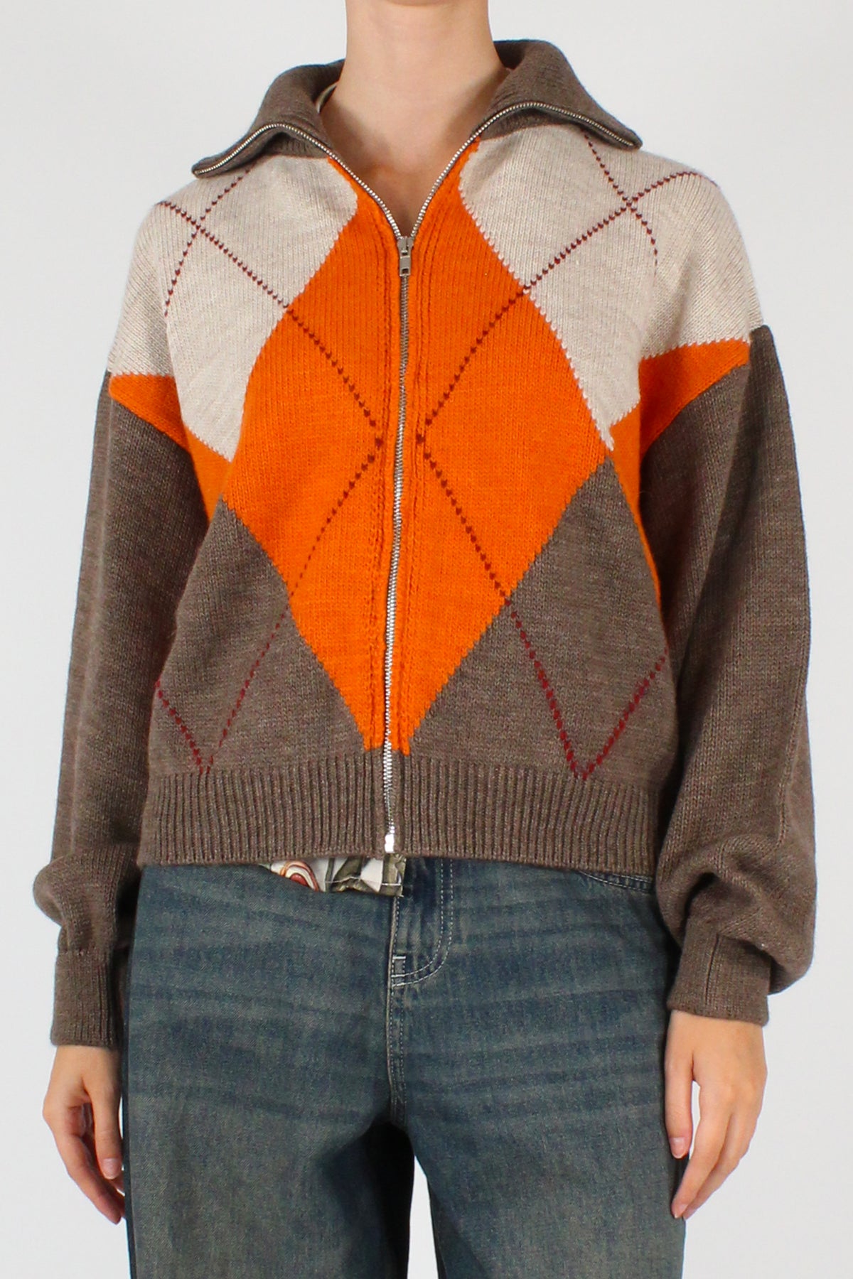 Cardigan a Rombi con Zip